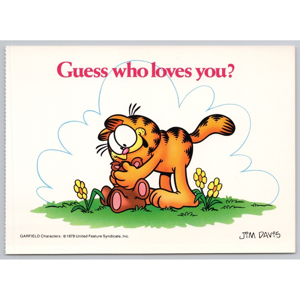 Vintage Garfield Postcard Jim Davis 1978 Guess Who Loves You Ballantine Books B1